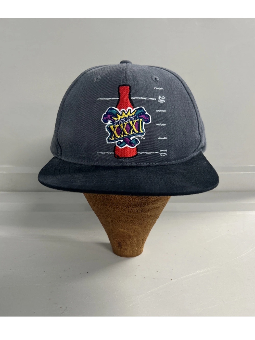Vintage Super Bowl XXXl Coca-Cola Logo 7 SnapBack Hat Gray Black Embroidered OS